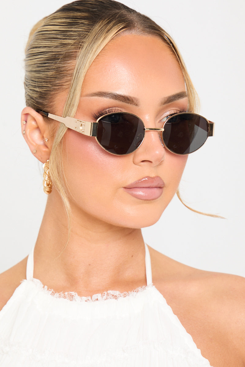 Letitia | Luxury Round Sunglasses with Gold Details