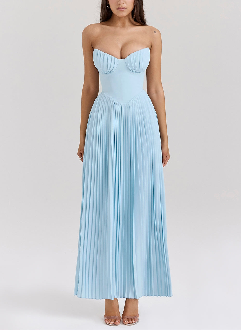 Yorie | Robe de soirée plissée bustier avec détail corset