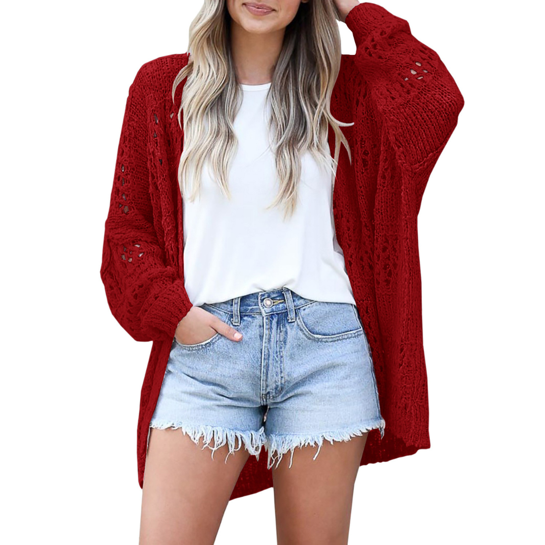 Luchtige gebreide vrouwen cardigan met oversized pasvorm