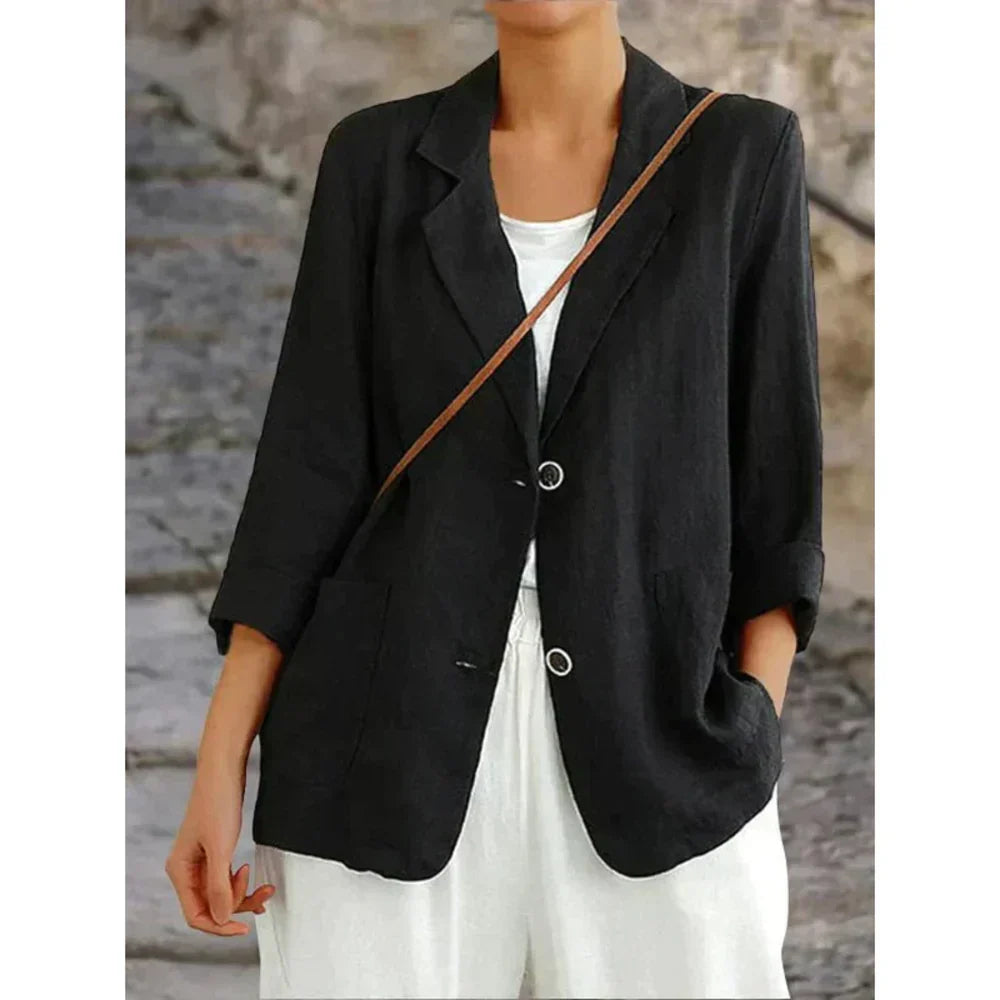 Licht getailleerde vrouwen blazer met casual knoop detail