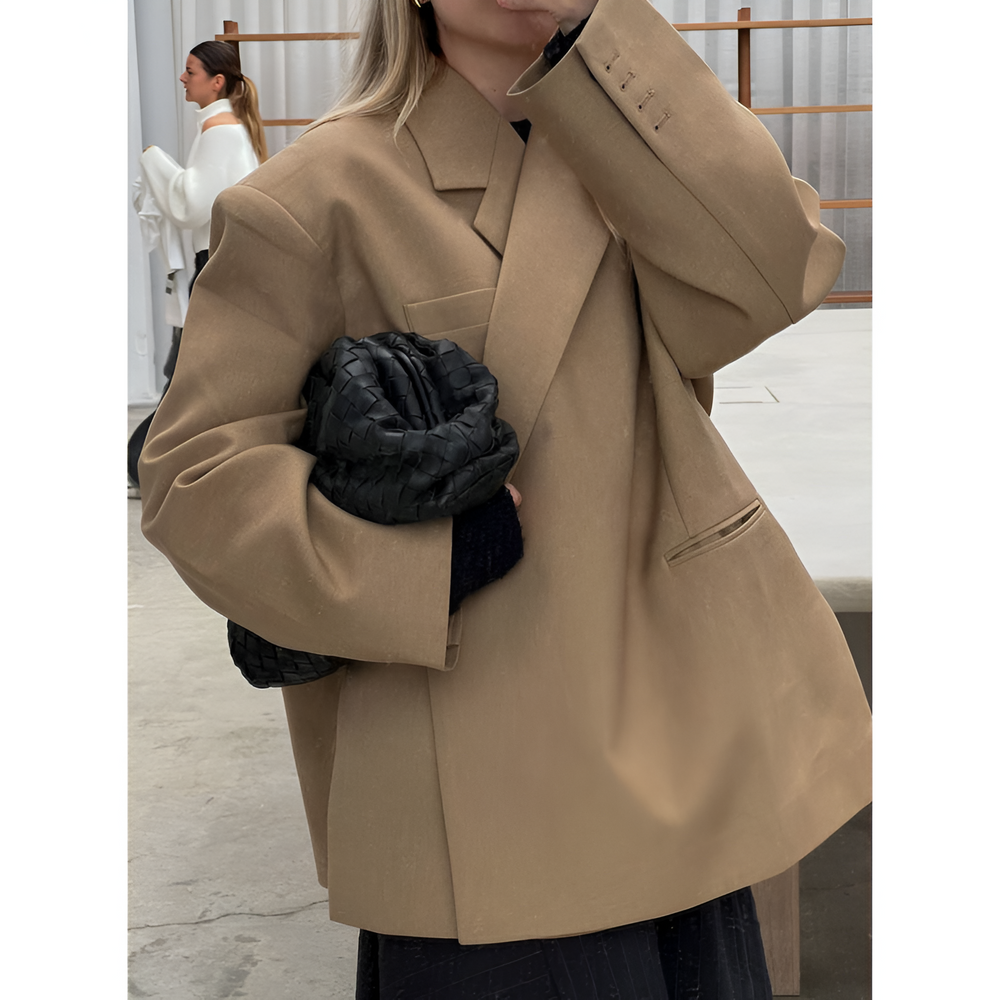 Oversize Stylowa Damska Marynarka z Prostymi Ramionami