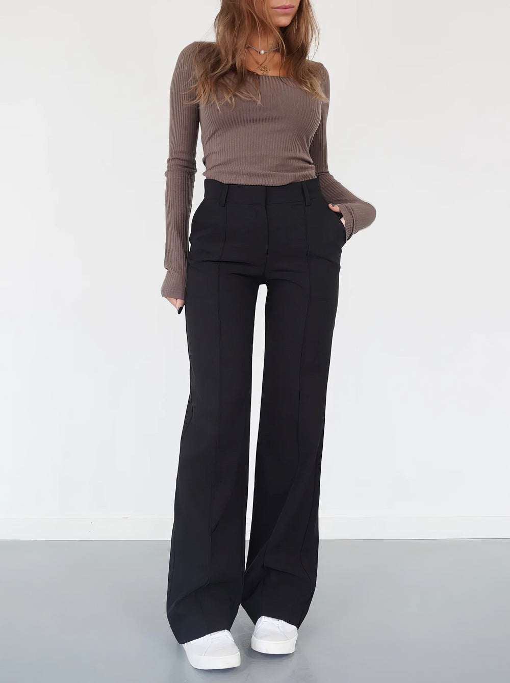 Arna | Pantalon taille haute élégant à jambe droite