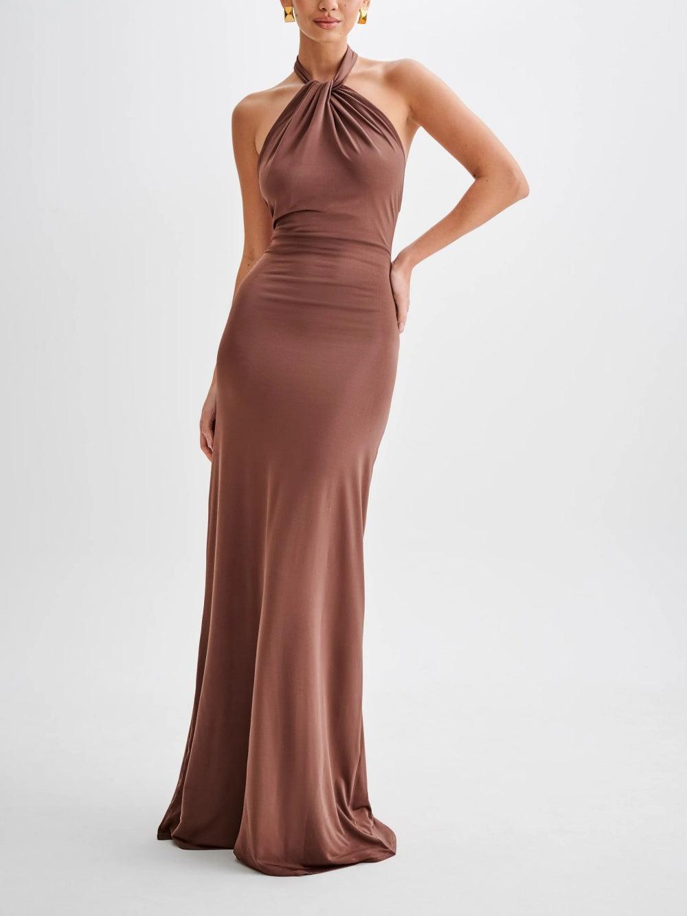 Stijlvolle Bodycon Gala Maxi Jurk voor Dames met Halterhals