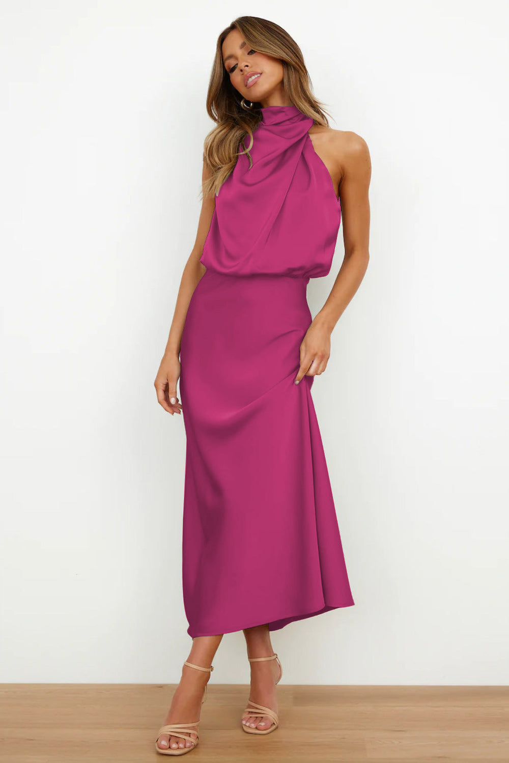 Lorna | Satin Halter Dress
