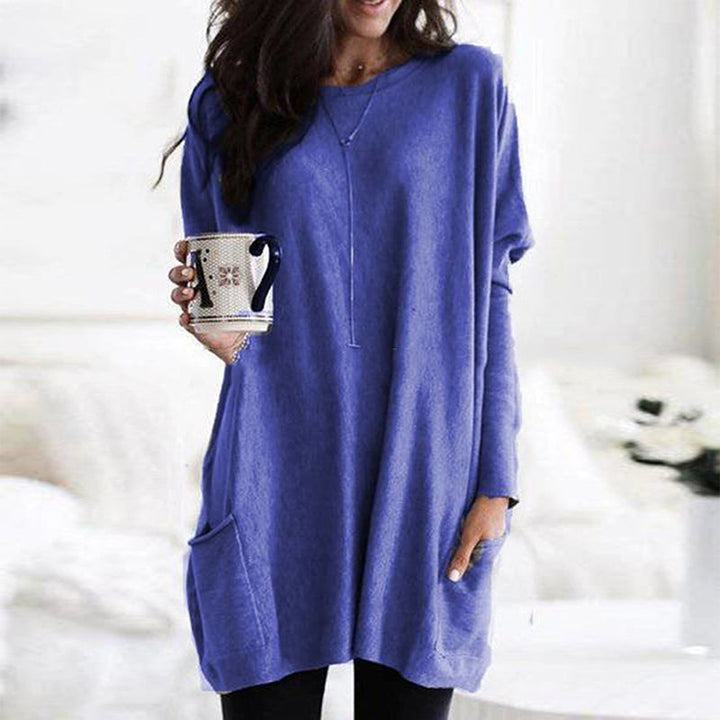 Trendy Oversized Warme Dames Tuniek Jurk met Zakken