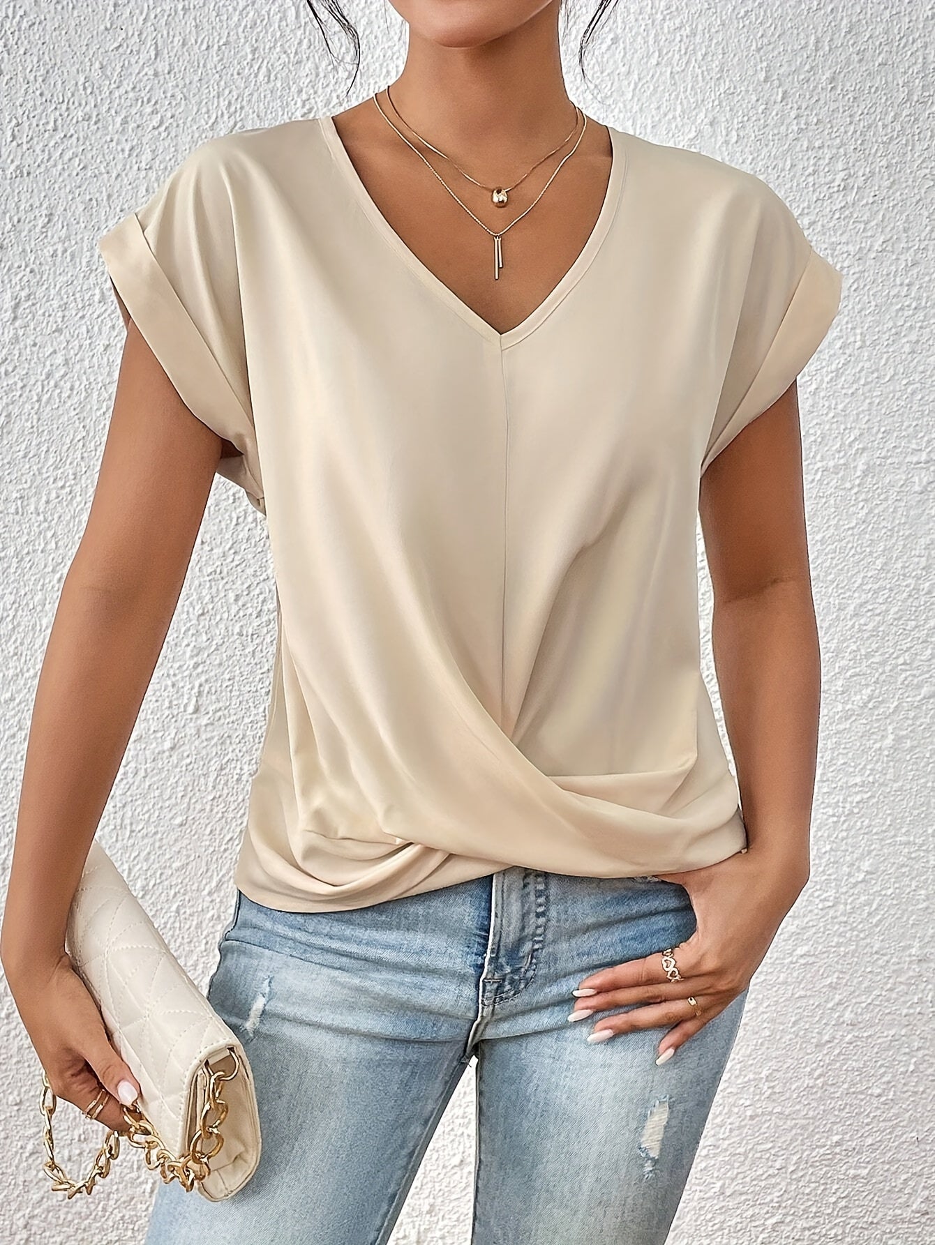 Leonie | Casual Dames T-shirt met V-hals