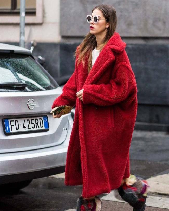 Zachte oversized dames winterjas met lange teddy pasvorm