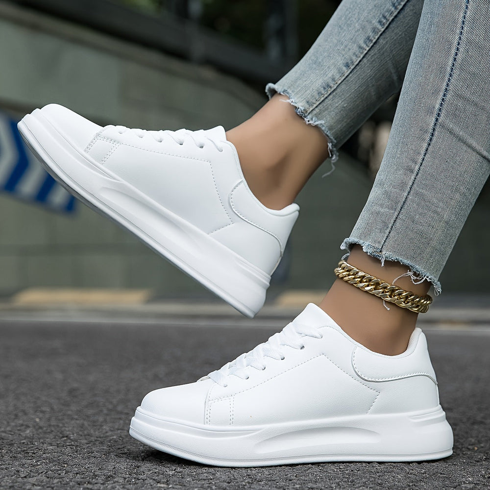 Białe wygodne damskie sneakersy z grubą podeszwą