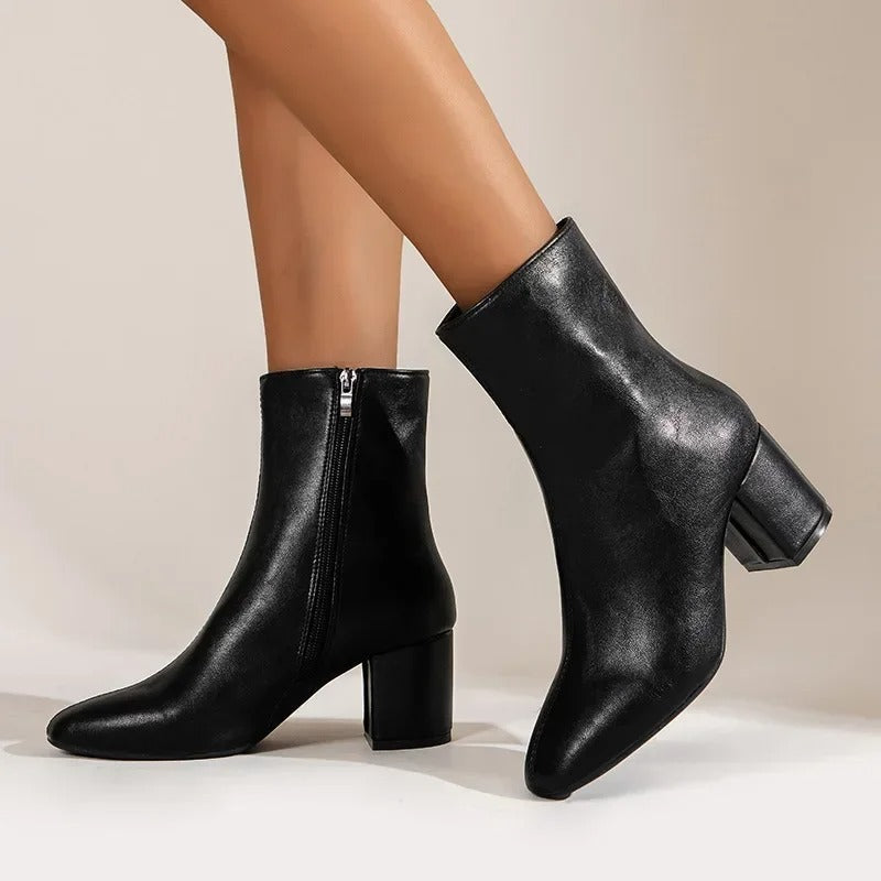 Trendy Elegant Women's Ankle Boots with Block Heel