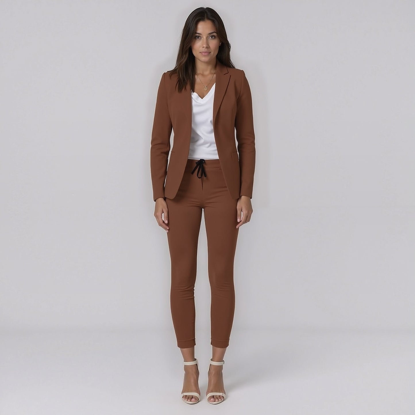 Stijlvolle 2-Delige Dames Blazer Set met Slim Fit Pantalon