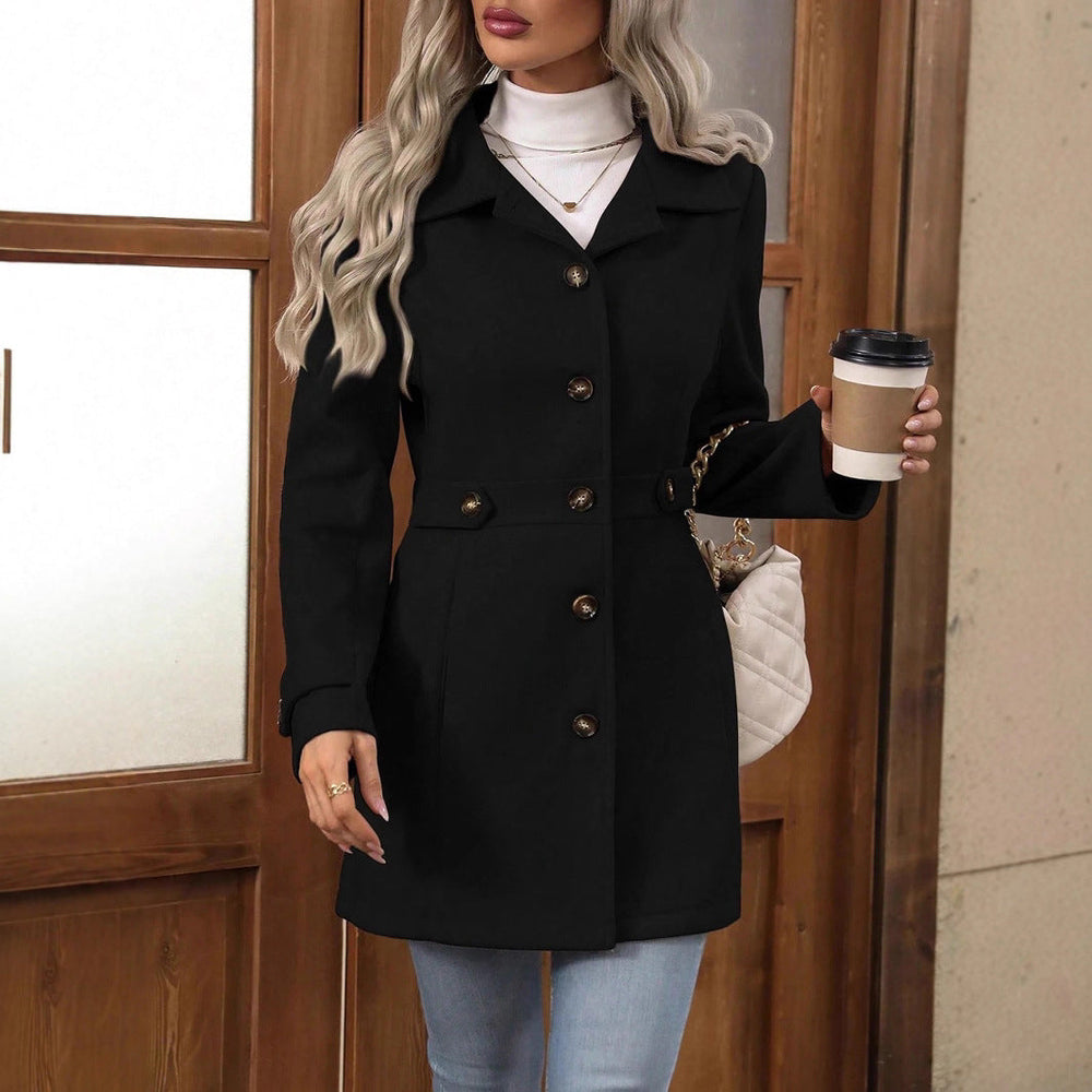 Trench-coat court pour femmes avec boutons et col classique