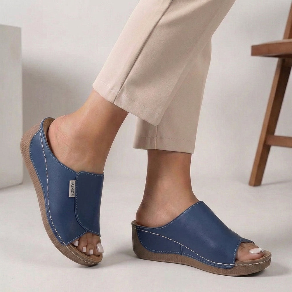 Sandales Orthopédiques En Cuir Femme À Enfiler Avec Bout Ouvert