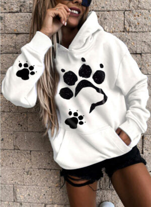 Zachte Oversized Dames Hoodie met Pootafdruk Print