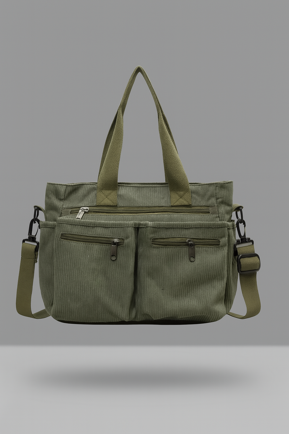 Sac à bandoulière tendance en velours côtelé pour femmes avec plusieurs poches