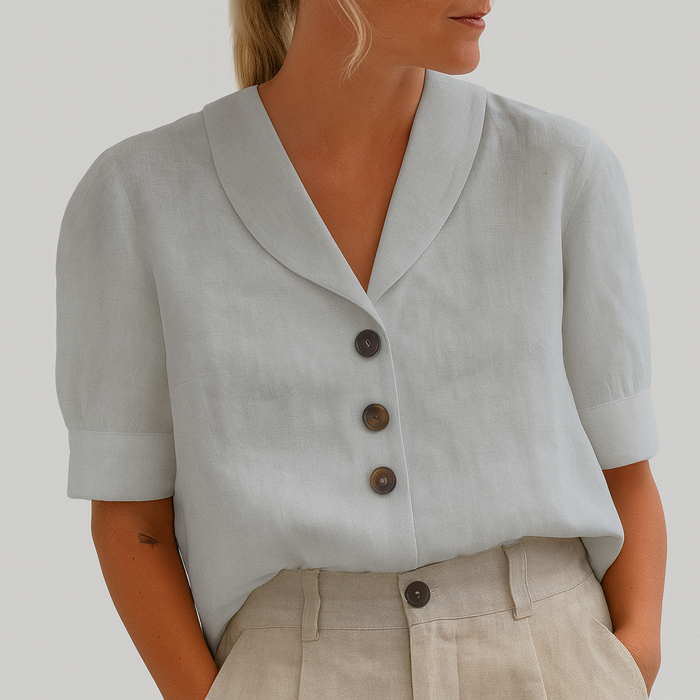 Blouse élégante pour femmes à col en V avec boutons et coupe décontractée