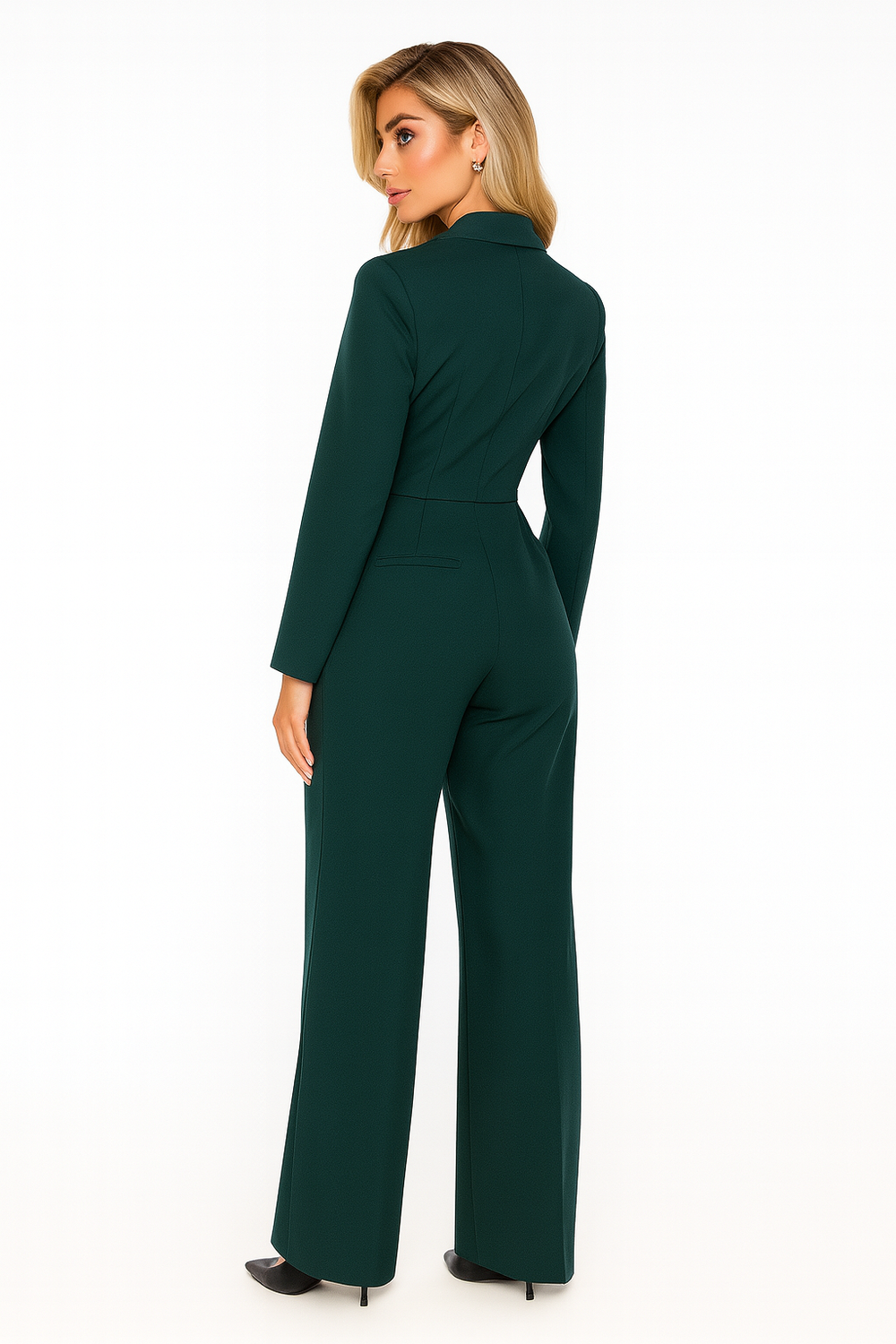 Combinaison Femme Cintrée Chic avec Manches Longues et Col Blazer