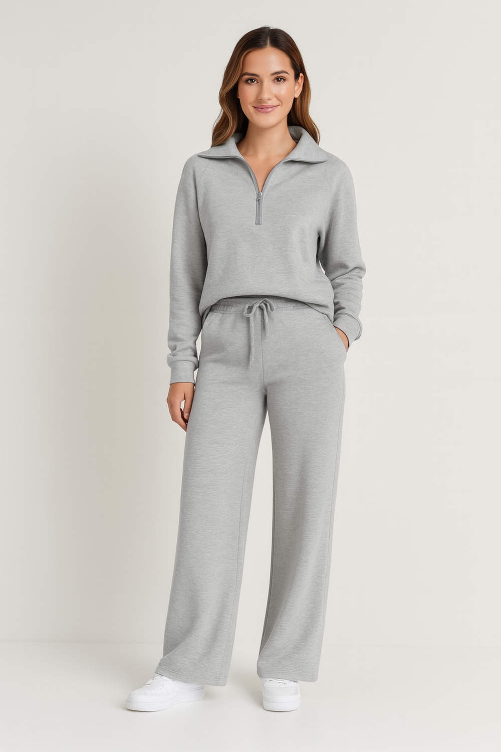 Zachte Dames Loungewear Set met Lange Mouwen en Broek