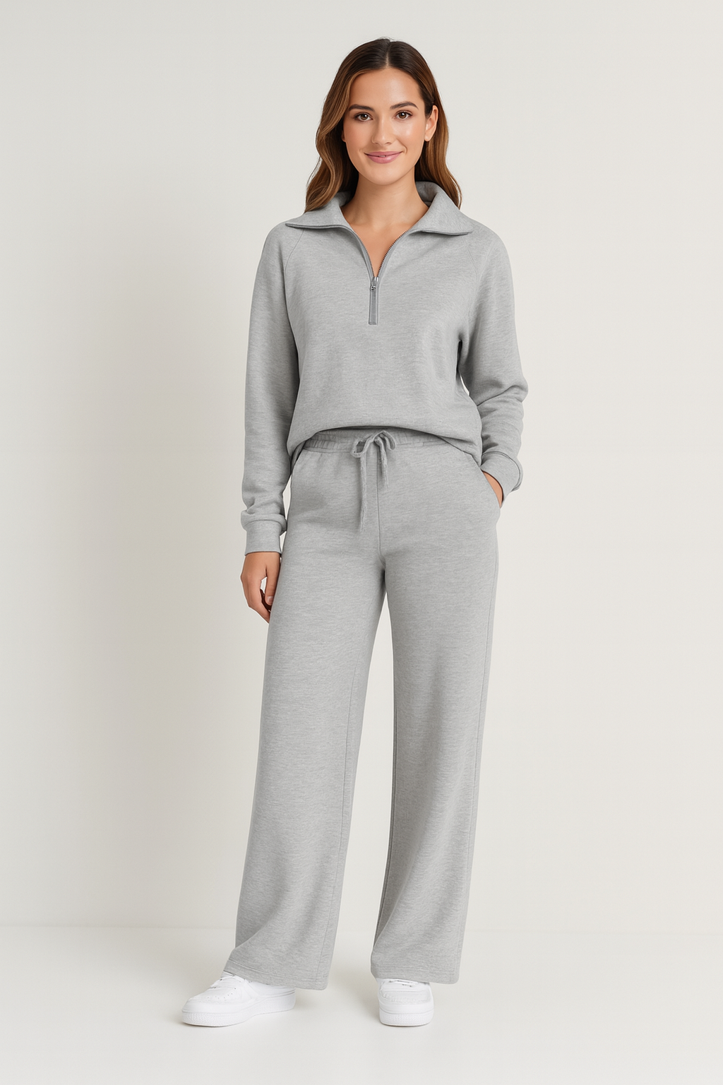 Zachte Dames Loungewear Set met Lange Mouwen en Broek