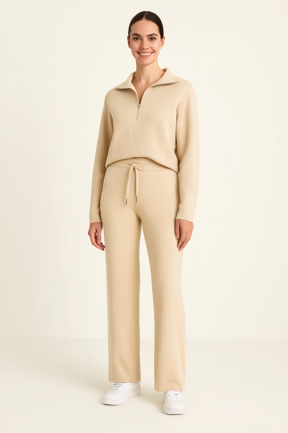 Zachte Dames Loungewear Set met Lange Mouwen en Broek