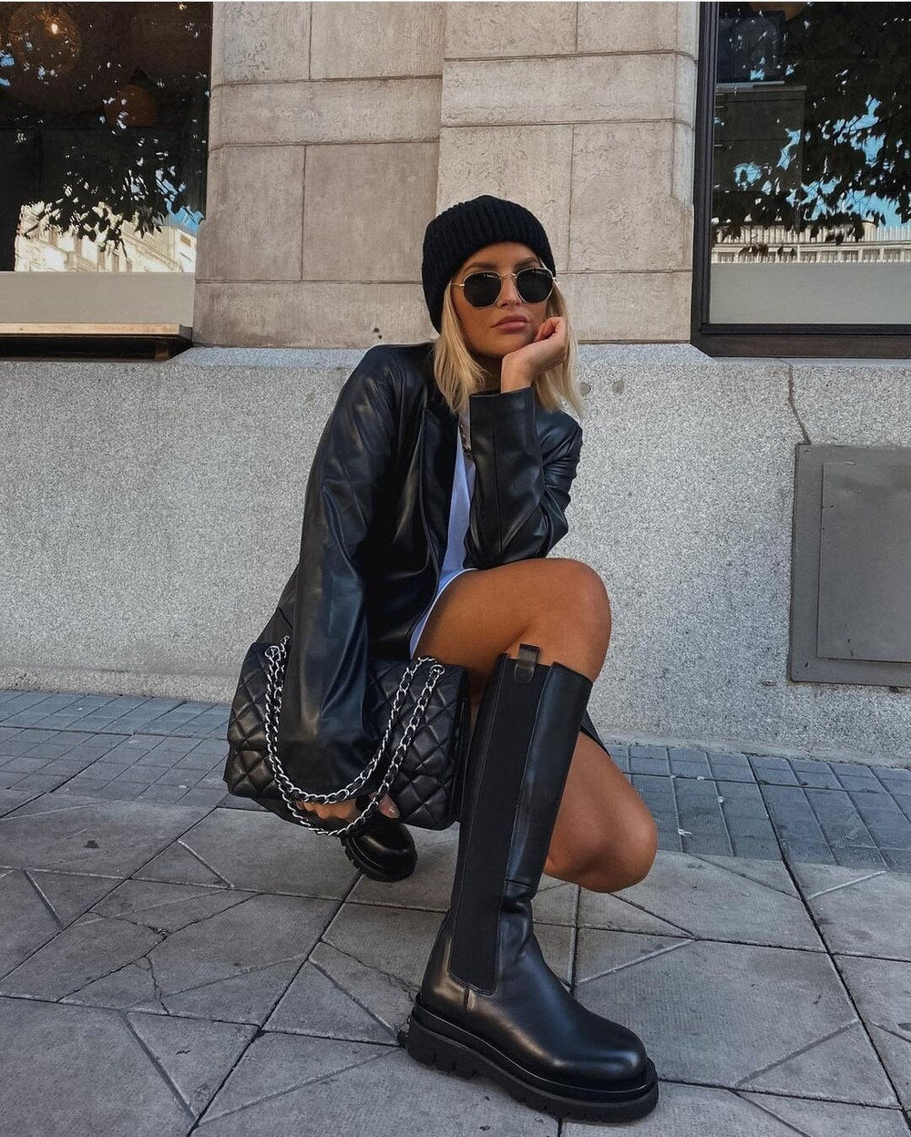 Bethany | Black Leather Chic Blazer