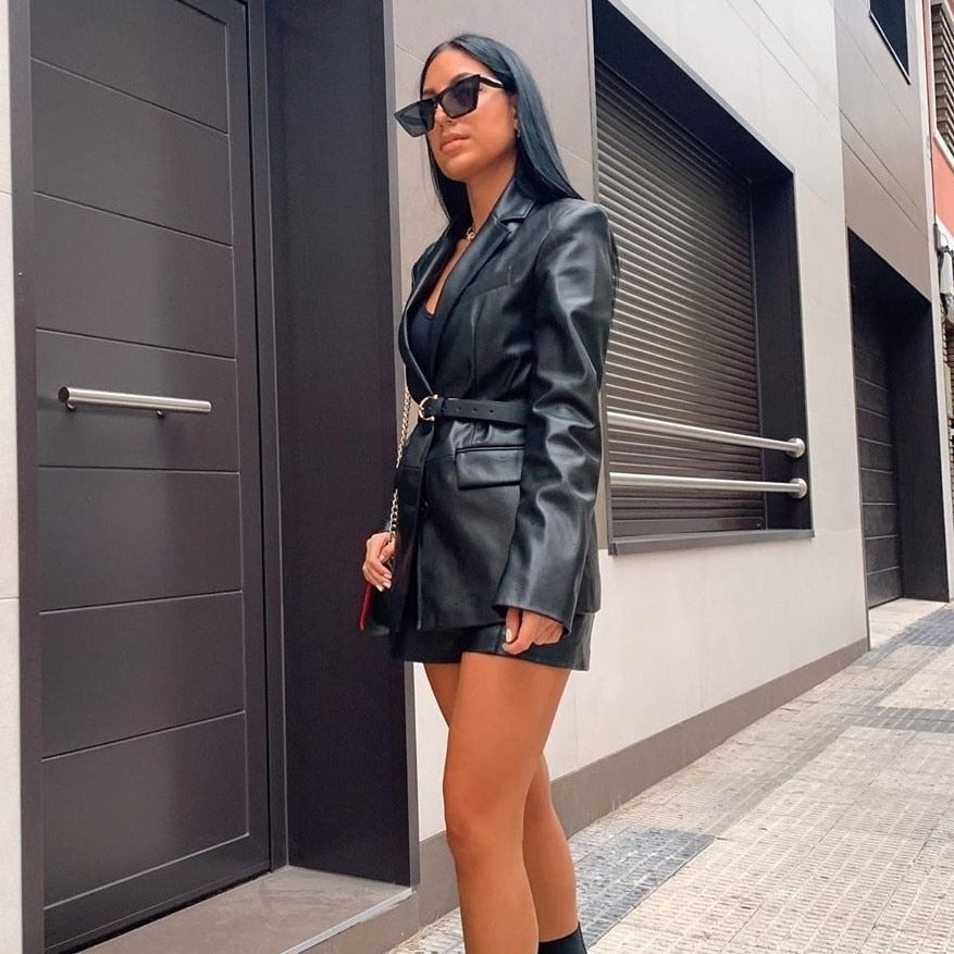 Bethany | Black Leather Chic Blazer