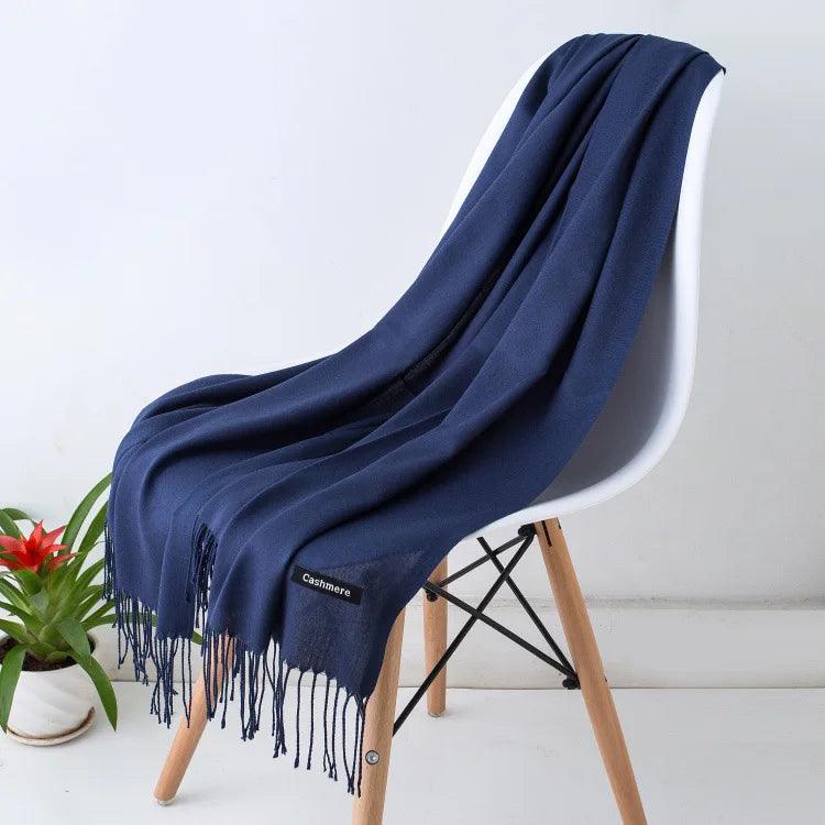 Écharpe en cachemire chaude et luxueuse avec franges