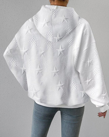 Stijlvolle Comfortabele Dames Witte Hoodie Met Sterren
