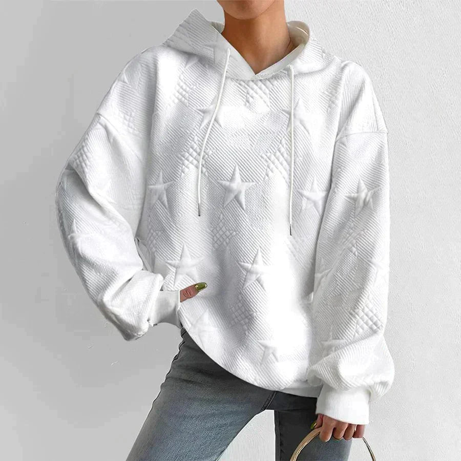 Stijlvolle Comfortabele Dames Witte Hoodie Met Sterren