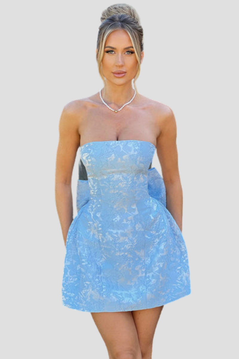 Yanci | Luxe Strapless Mini Jurk met Strikdetail