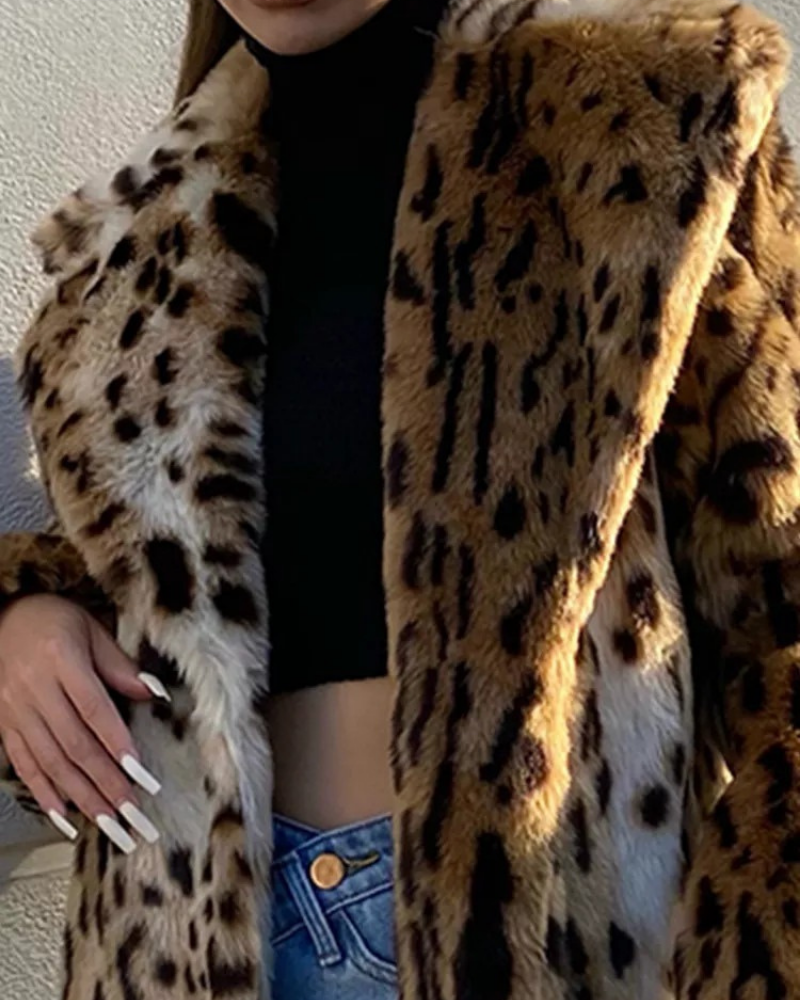 Luxe Faux Fur Jas met Panterprint voor Vrouwen
