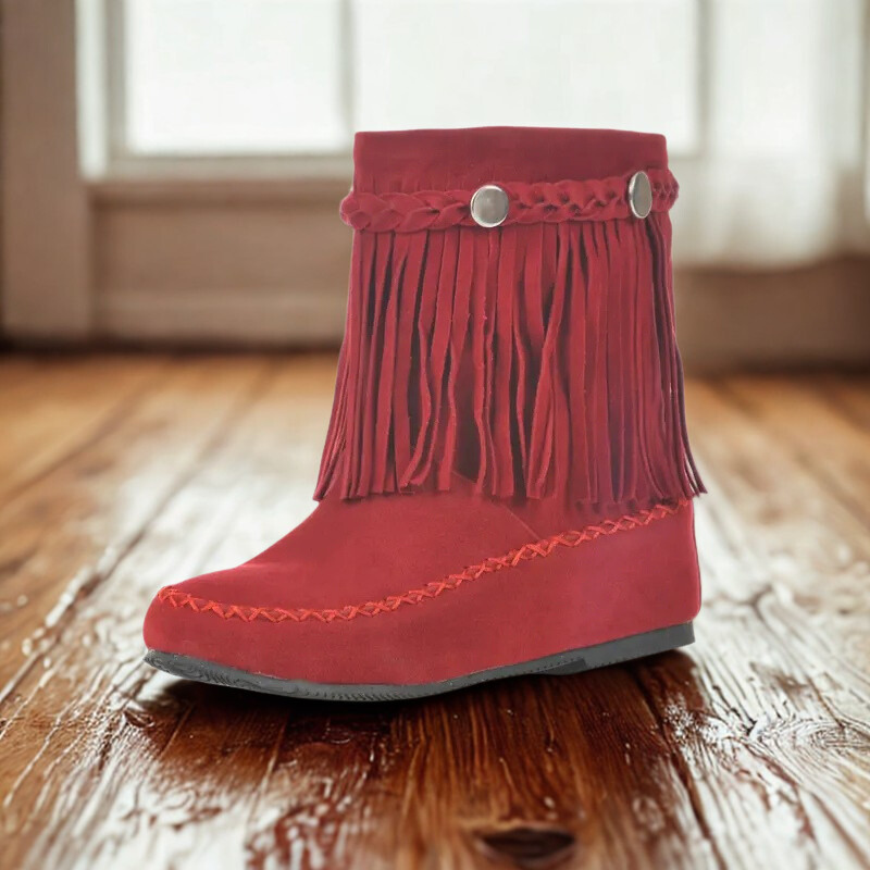 Dames Enkellaarsjes met Franje en Gevlochten Detail