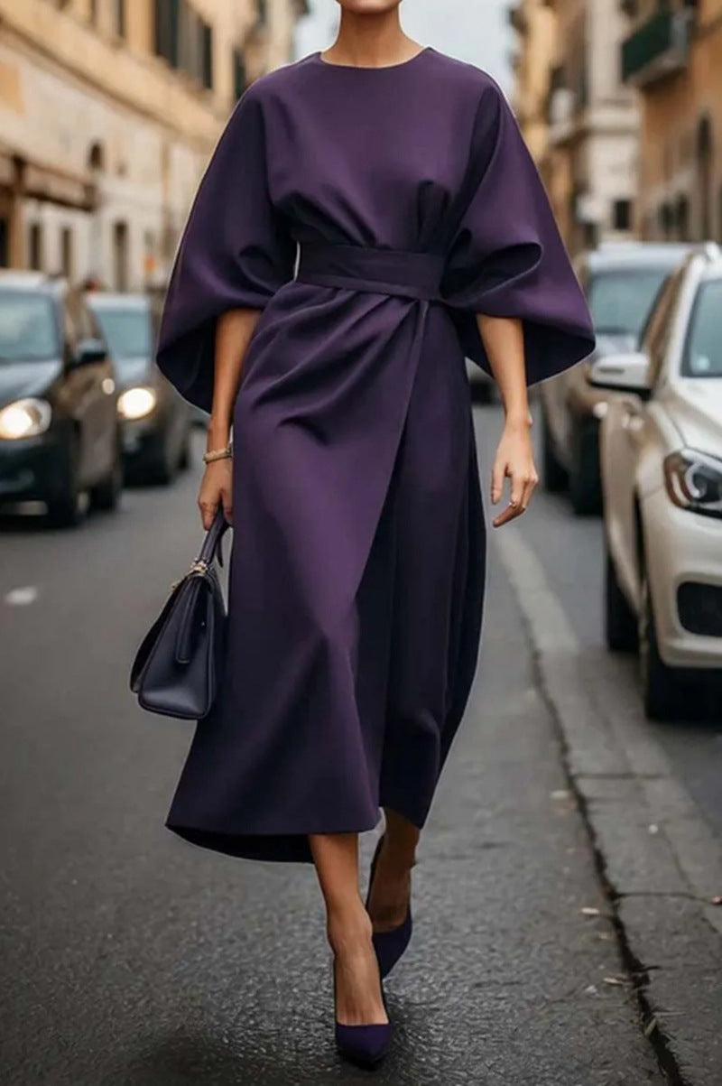 Samara | Elegancka sukienka midi z bufiastymi rękawami