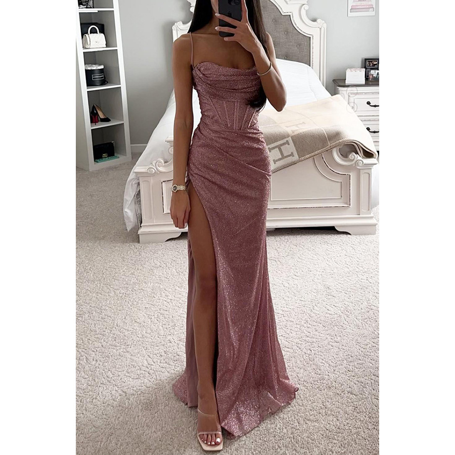 Aubrey | Satin Gala Maxi Dress with Split