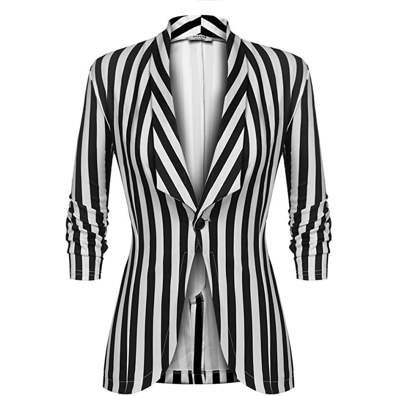 Pelagia | Gestreepte Blazer met Enkelknoopsluiting