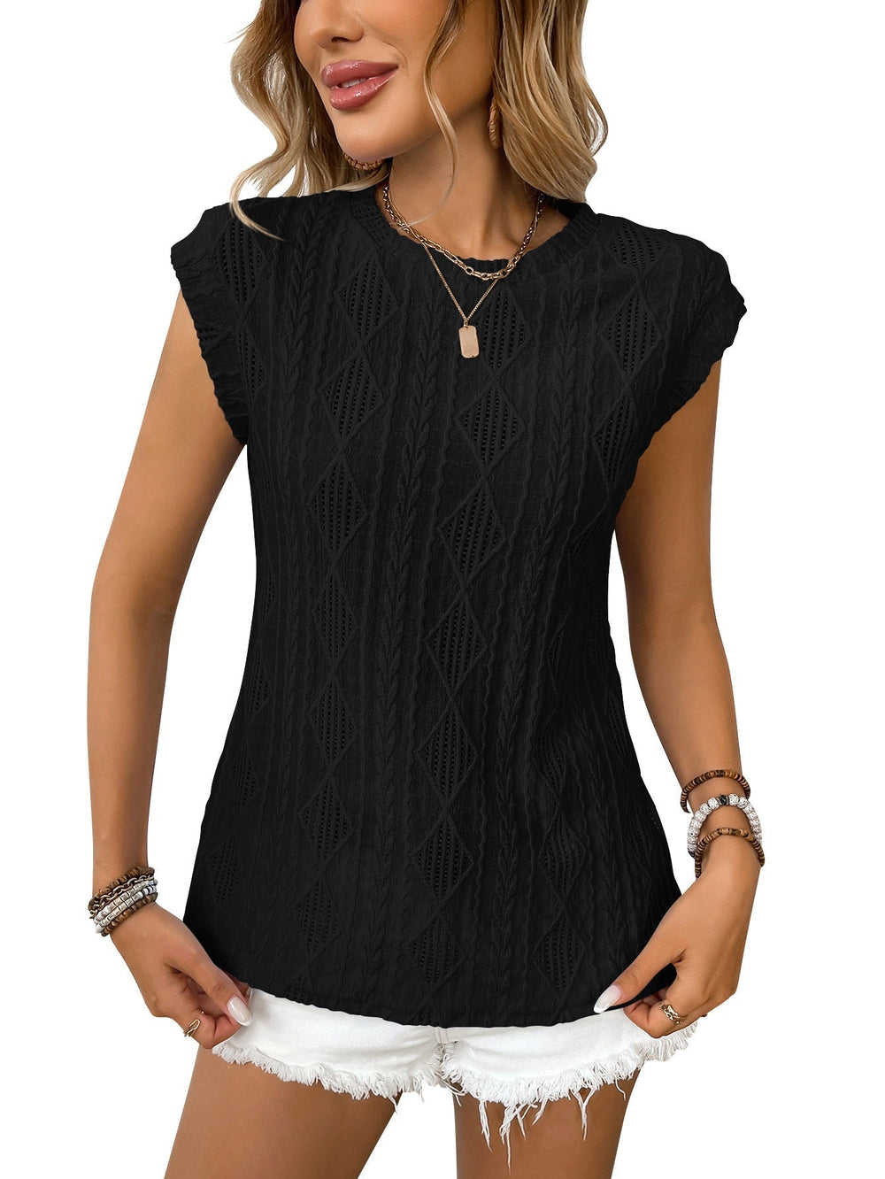 Dames Elegante Knit Top met Kabelstructuur en Losse Pasvorm