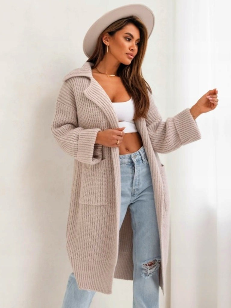 Trendy Lange Oversized Dames Cardigan met Zakken