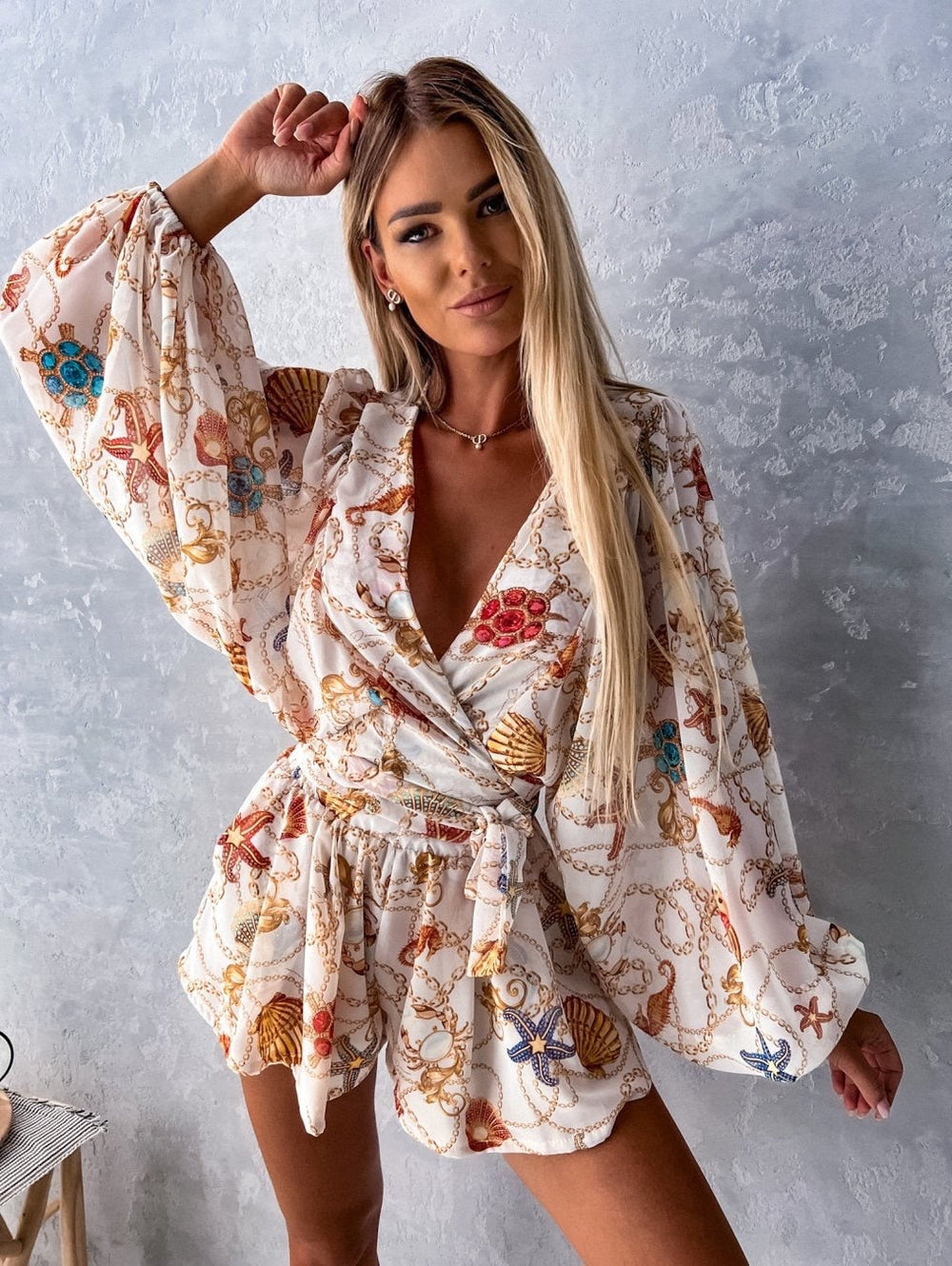 Irene | Chiffon Playsuit met Tropische Print
