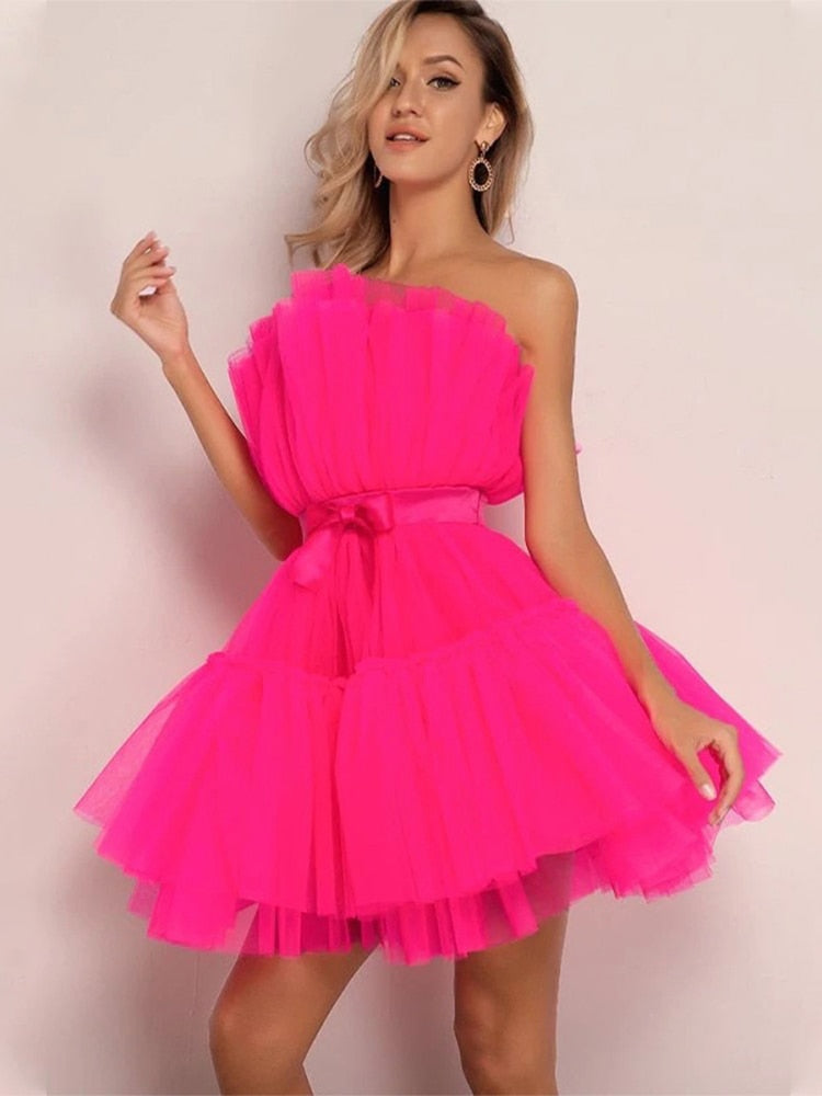 Robe Cocktail Mini Festive avec Encolure Bustier pour Femme