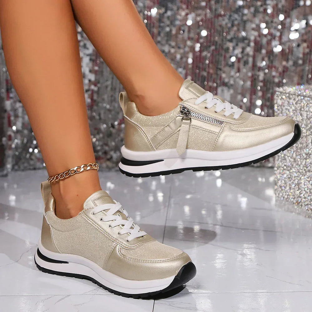 Baskets confortables pour femmes avec lacets et semelle antidérapante