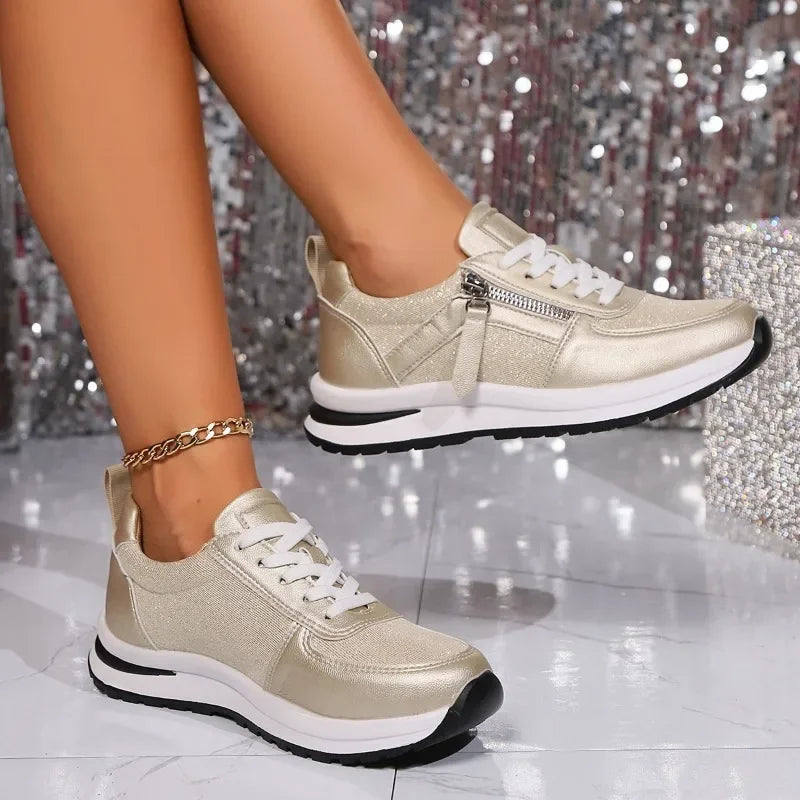 Baskets confortables pour femmes avec lacets et semelle antidérapante