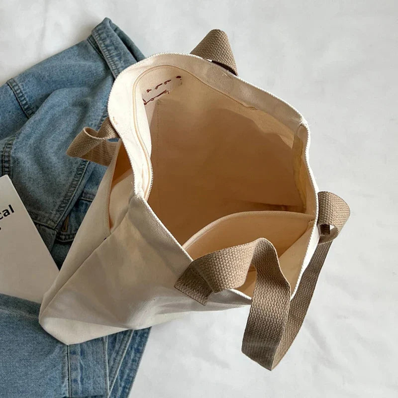 Leola | Sac épaule en toile minimaliste avec poches doubles