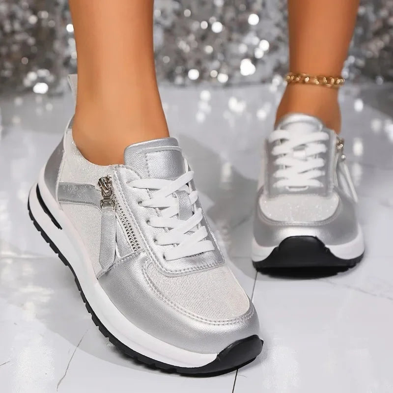 Baskets confortables pour femmes avec lacets et semelle antidérapante