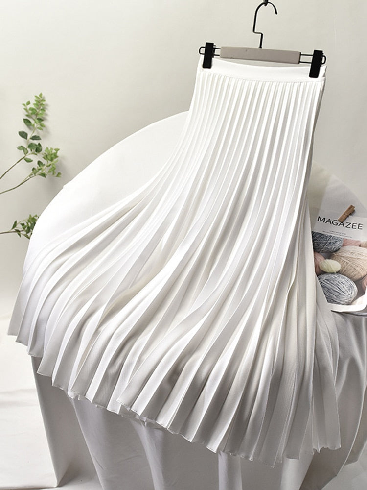 Levi | Glanzende Plissé Rok met Hoge Taille