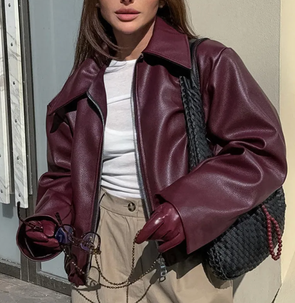 Keony | Blouson biker minimaliste en simili cuir