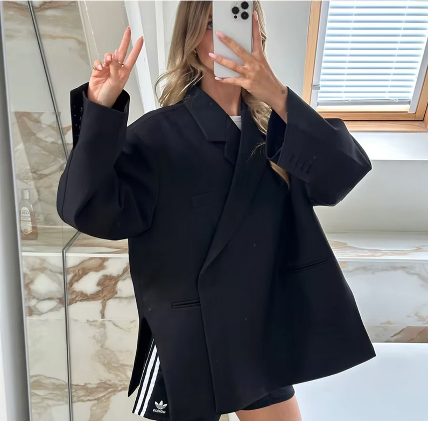 Trendy Oversized Dames Blazer met Lange Pasvorm