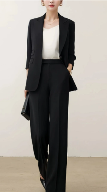 Bana | Blazer Set met Gestreepte Mouwen