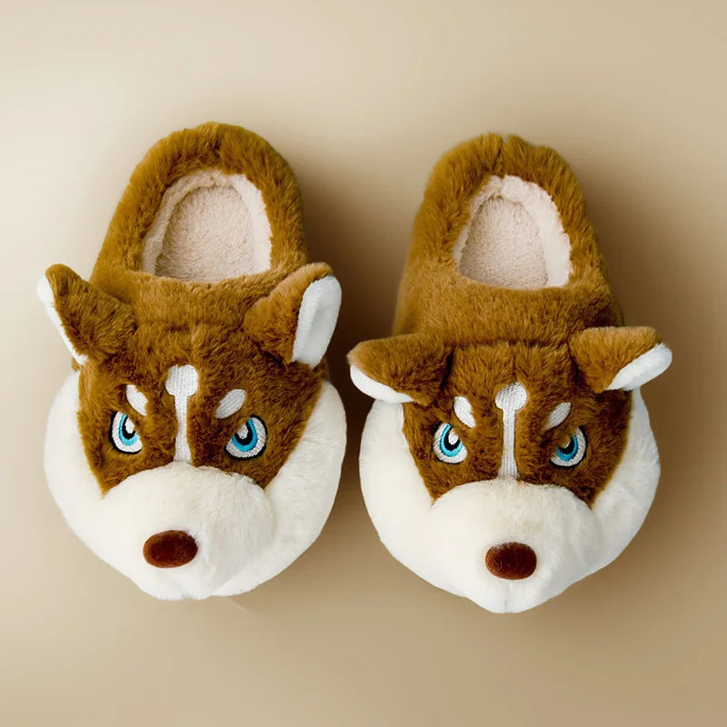 Warme Zachte Vrouwen Pantoffels Met Husky Print