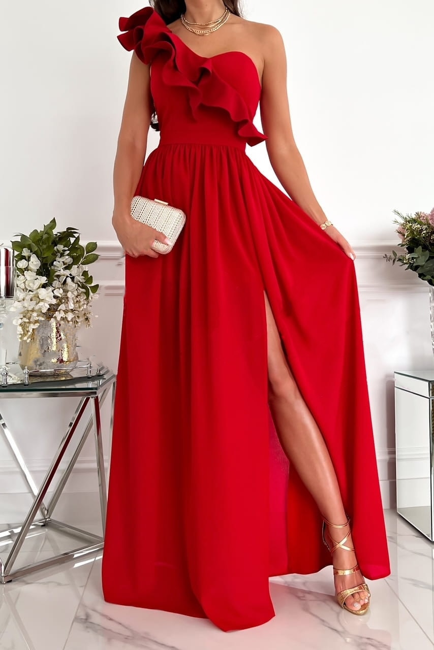 Gabi | Robe de soirée asymétrique avec volant Robe de gala