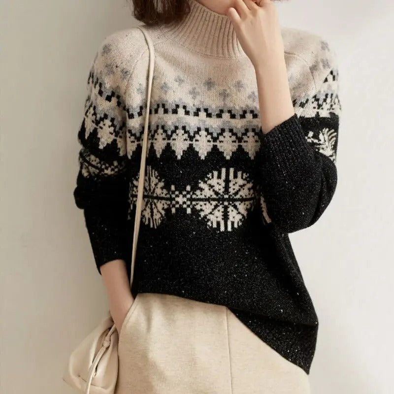 Warme Zachte Elegante Dames Trui Met Hoge Coltrui