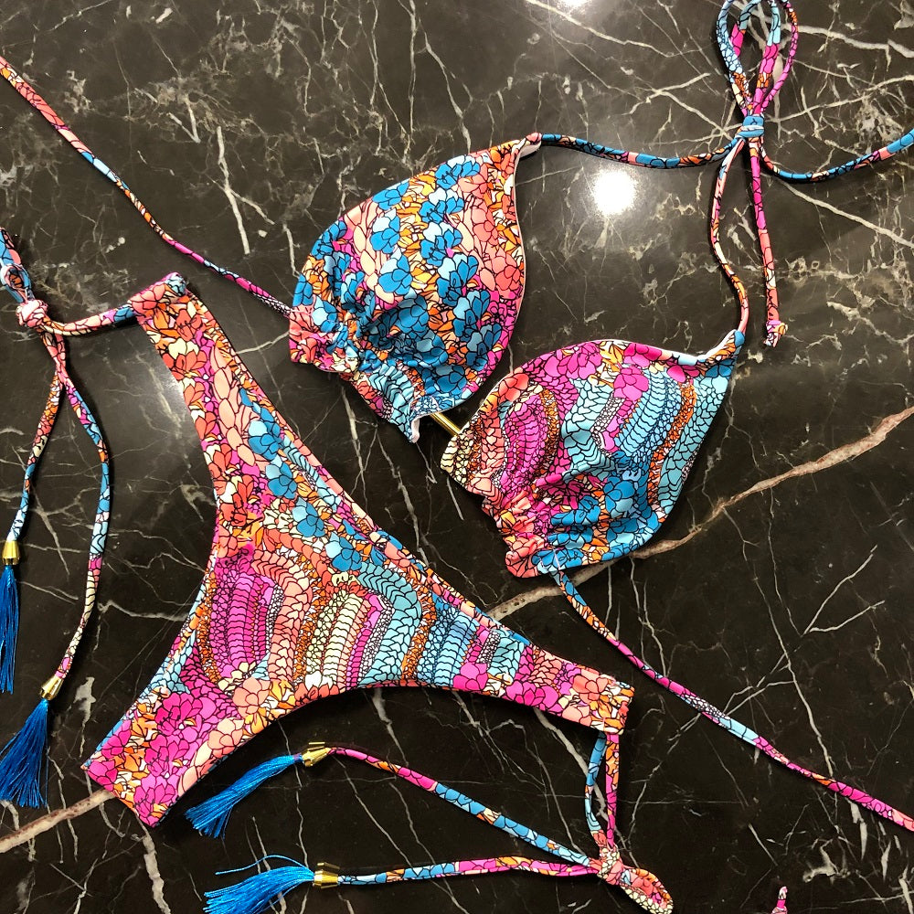 Frenchi | Bohemian Triangel Bikini met Kralen en Kwastjes